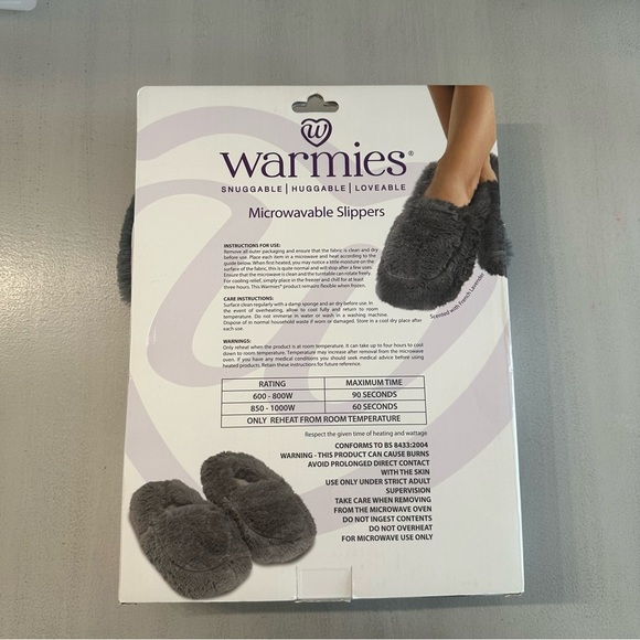 Warmies Women’s Grey Fuzzy Microwaveable Slippers One Size Fits Most 6-10 NIB - Picture 6 of 6